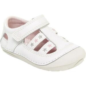 Size 6 Baby Stride Rite White and Silver Baby Walker Shoes